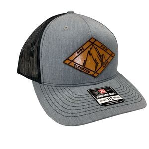 Ride PNW Motorcycle Richardson 112 Trucker Hat Gray Mesh Leather Patch Snapback